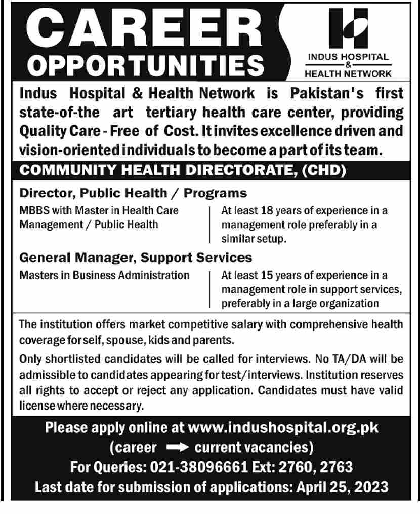 Indus Hospital Jobs 2023