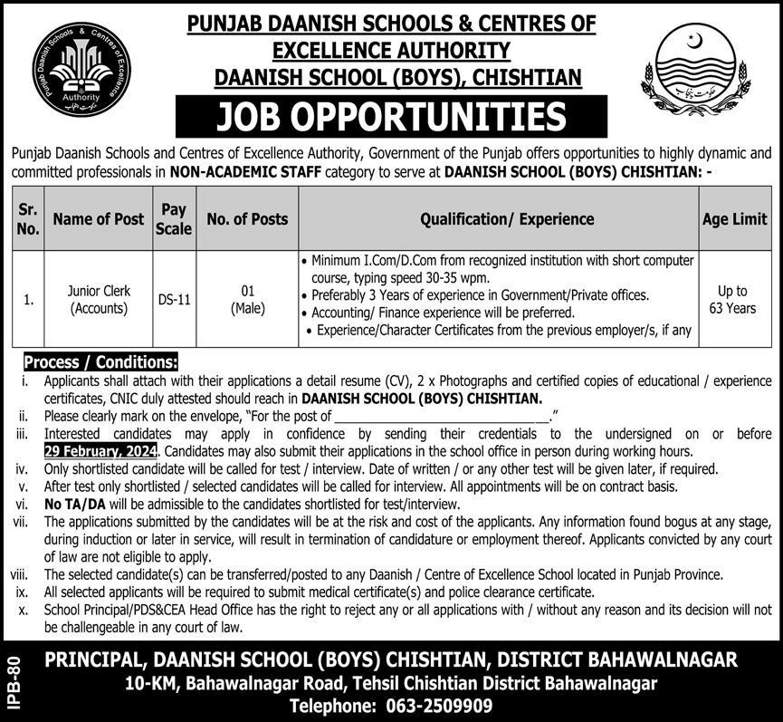 Danish School Jobs 2024 Across Punjab